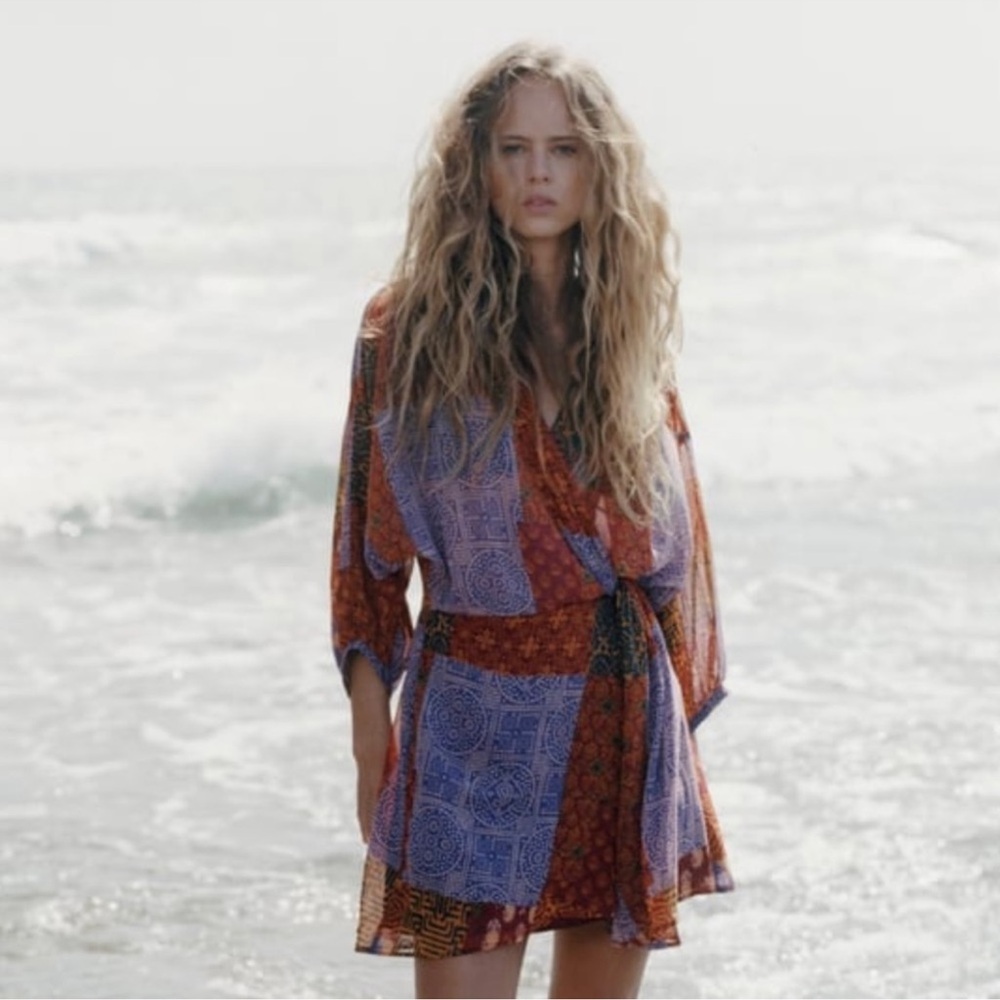 NWT Zara Multicolor Bohemian Mini Dress